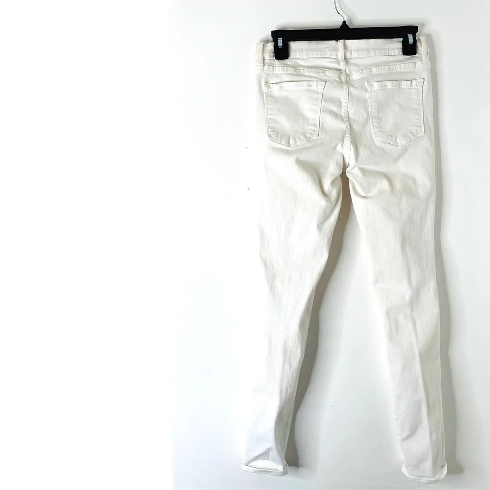 FRAME Le Skinny de Jeanne White Distressed Skinny Jeans Stretch Denim - Picture 9 of 14